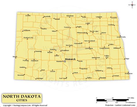 north dakota map with cities|Map of North Dakota Cities .